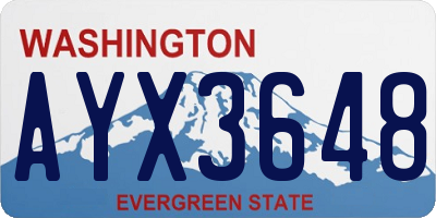 WA license plate AYX3648