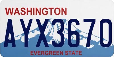 WA license plate AYX3670