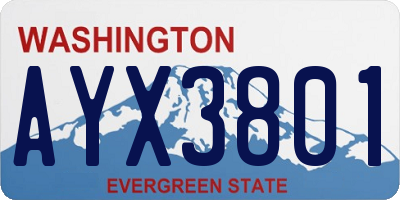 WA license plate AYX3801