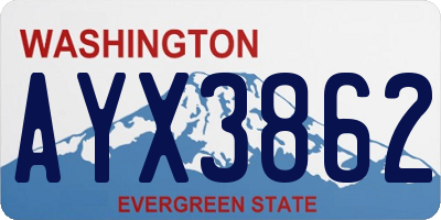 WA license plate AYX3862