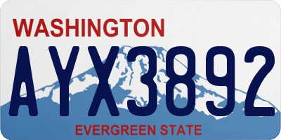 WA license plate AYX3892