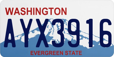 WA license plate AYX3916