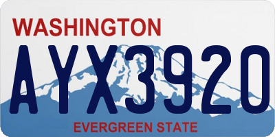 WA license plate AYX3920