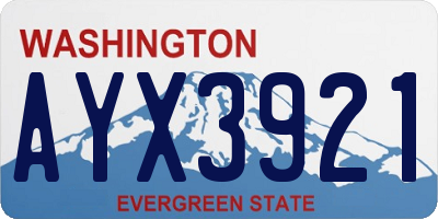 WA license plate AYX3921