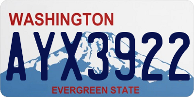 WA license plate AYX3922