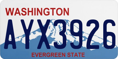 WA license plate AYX3926