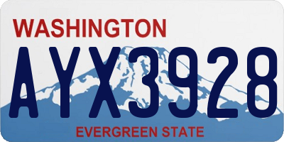 WA license plate AYX3928