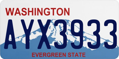 WA license plate AYX3933