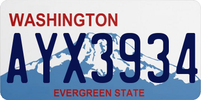 WA license plate AYX3934