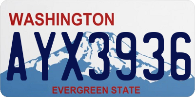 WA license plate AYX3936