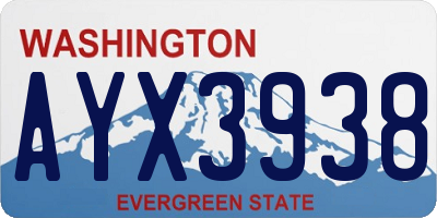 WA license plate AYX3938