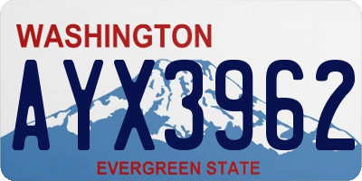 WA license plate AYX3962