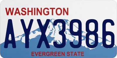 WA license plate AYX3986