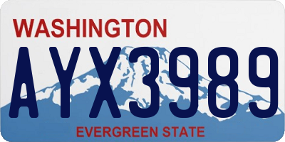 WA license plate AYX3989