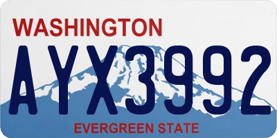 WA license plate AYX3992