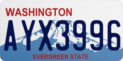 WA license plate AYX3996