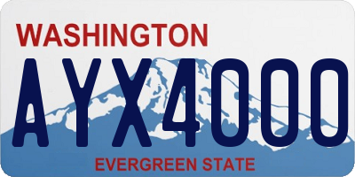 WA license plate AYX4000