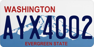 WA license plate AYX4002