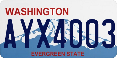 WA license plate AYX4003