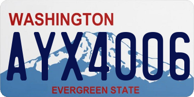 WA license plate AYX4006