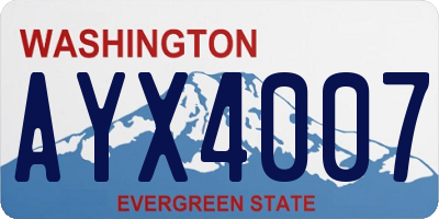 WA license plate AYX4007