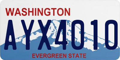 WA license plate AYX4010