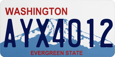 WA license plate AYX4012