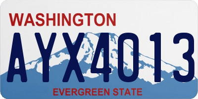 WA license plate AYX4013