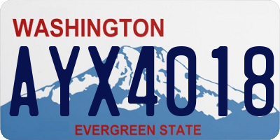 WA license plate AYX4018