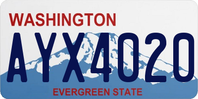 WA license plate AYX4020