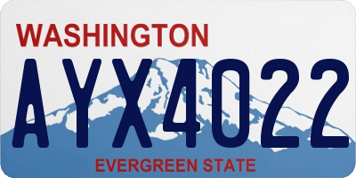 WA license plate AYX4022