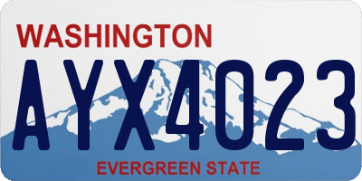 WA license plate AYX4023