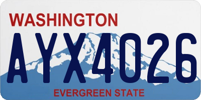 WA license plate AYX4026