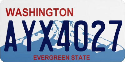 WA license plate AYX4027