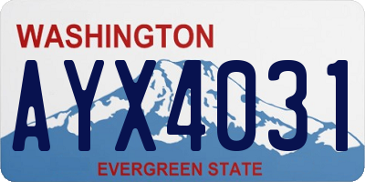 WA license plate AYX4031