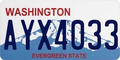 WA license plate AYX4033