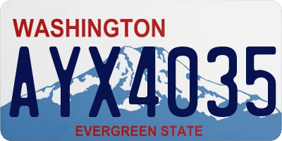 WA license plate AYX4035