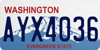 WA license plate AYX4036