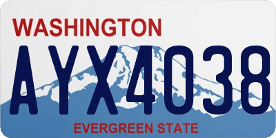 WA license plate AYX4038