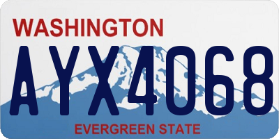 WA license plate AYX4068