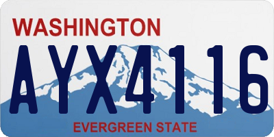 WA license plate AYX4116