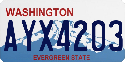 WA license plate AYX4203