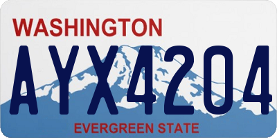 WA license plate AYX4204