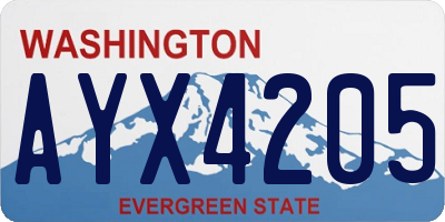 WA license plate AYX4205