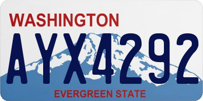 WA license plate AYX4292