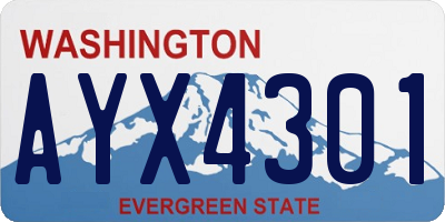 WA license plate AYX4301