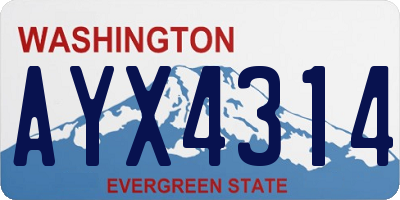 WA license plate AYX4314