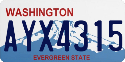 WA license plate AYX4315