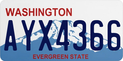 WA license plate AYX4366