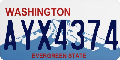 WA license plate AYX4374